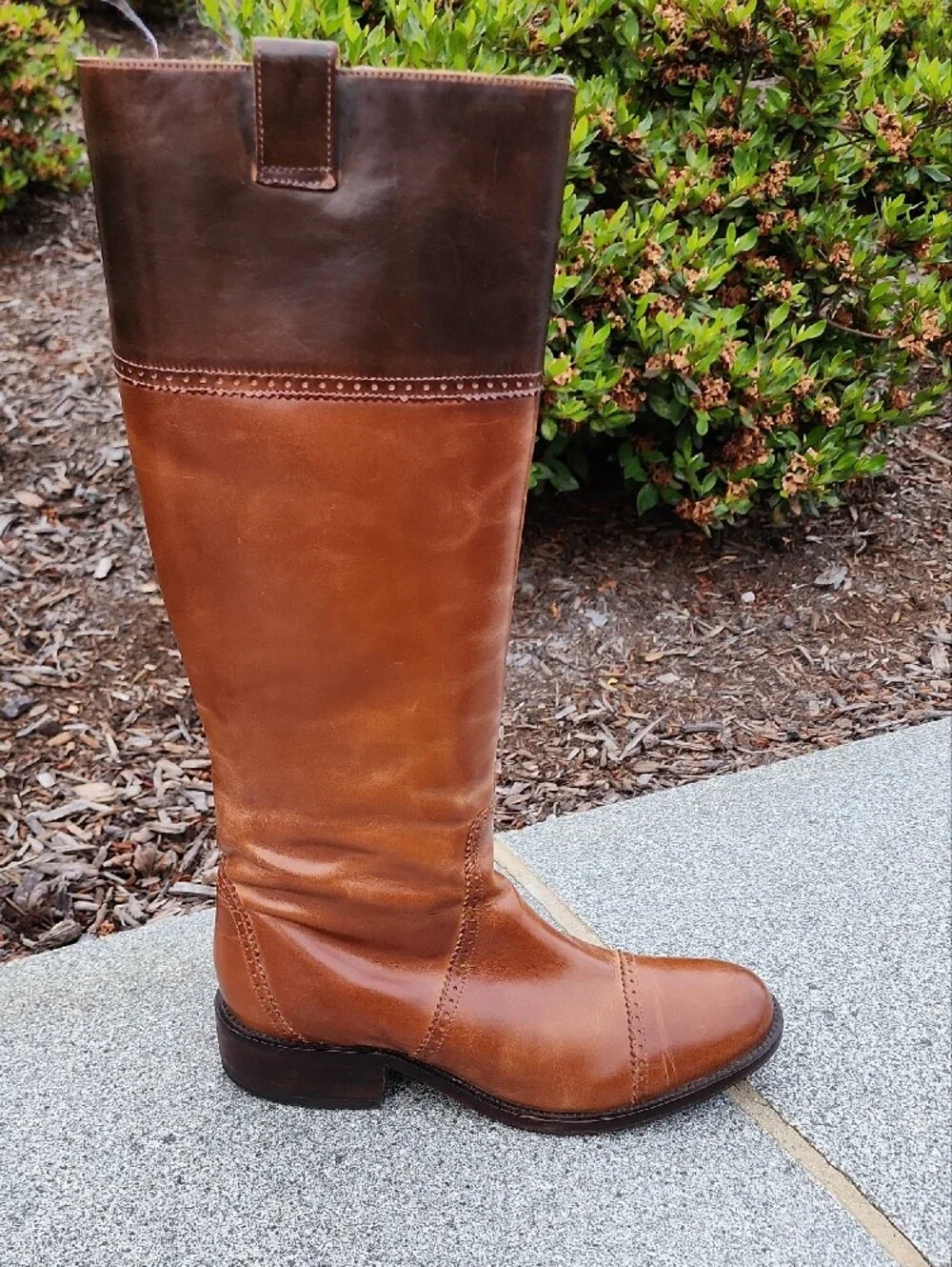 Charlie 1 Horse Two-Tone Brown Leather Riding Boots Handcrafted In Brazil sz 6 B
